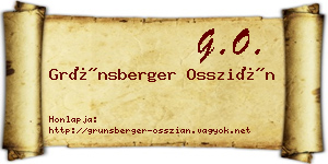 Grünsberger Osszián névjegykártya